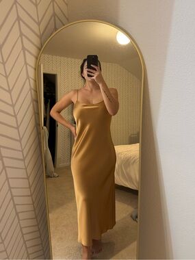 Theory Gold Flowy Slip Dress — Size 8